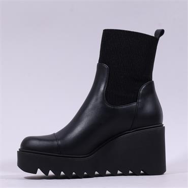 Marco Moreo Liege Stretch Cuff Wedgeboot - Black Leather